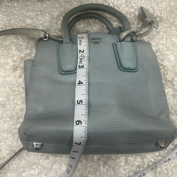 MCM Grained Calfskin Mini Milla Tote Sky Blue - Picture 9 of 12